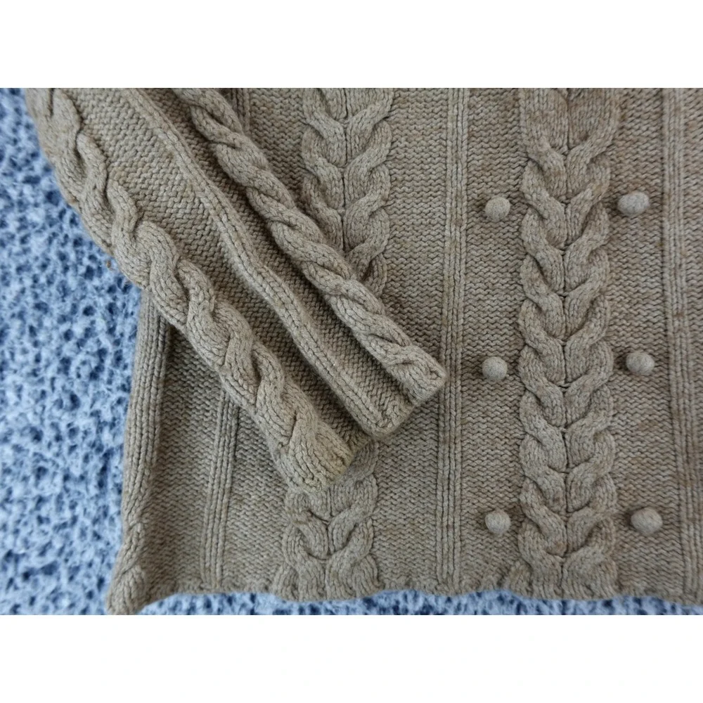 Old Navy Women Cable Knit V Neck Sweater Brown Long Sleeve Buttons Size Medium‎